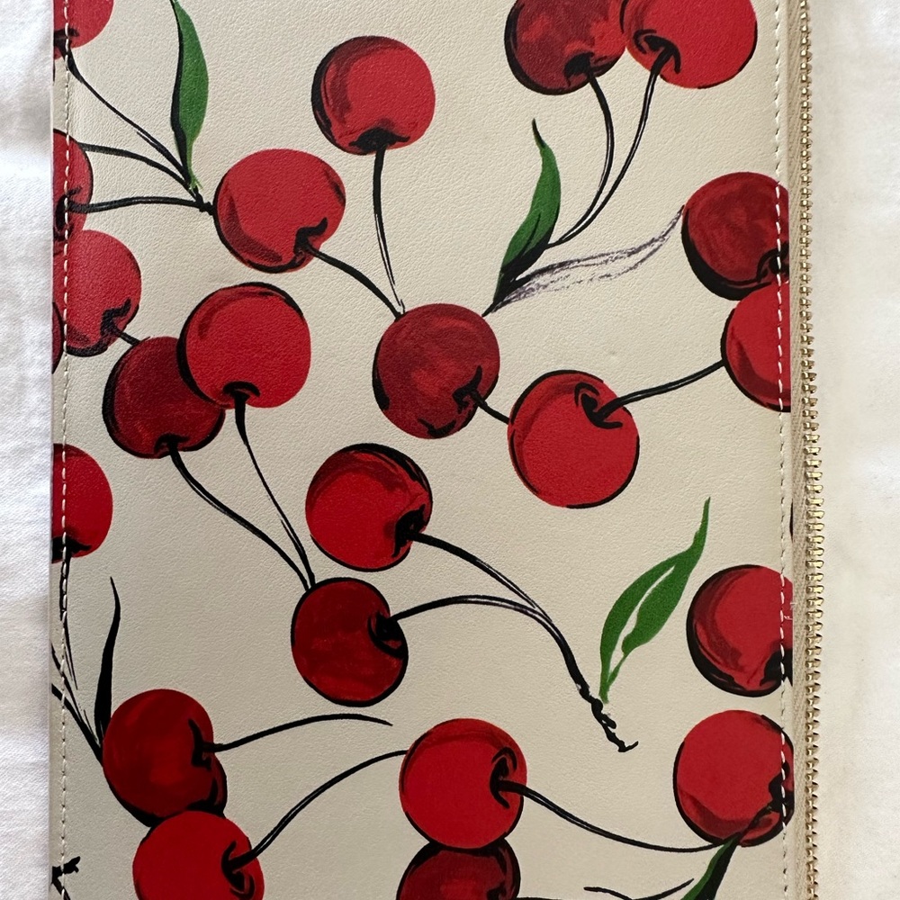 YSL Monogram Leather Pouch In Cherry Print - Picture 2 of 9